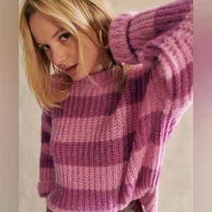 Sezane Purple & Pink Striped sweater